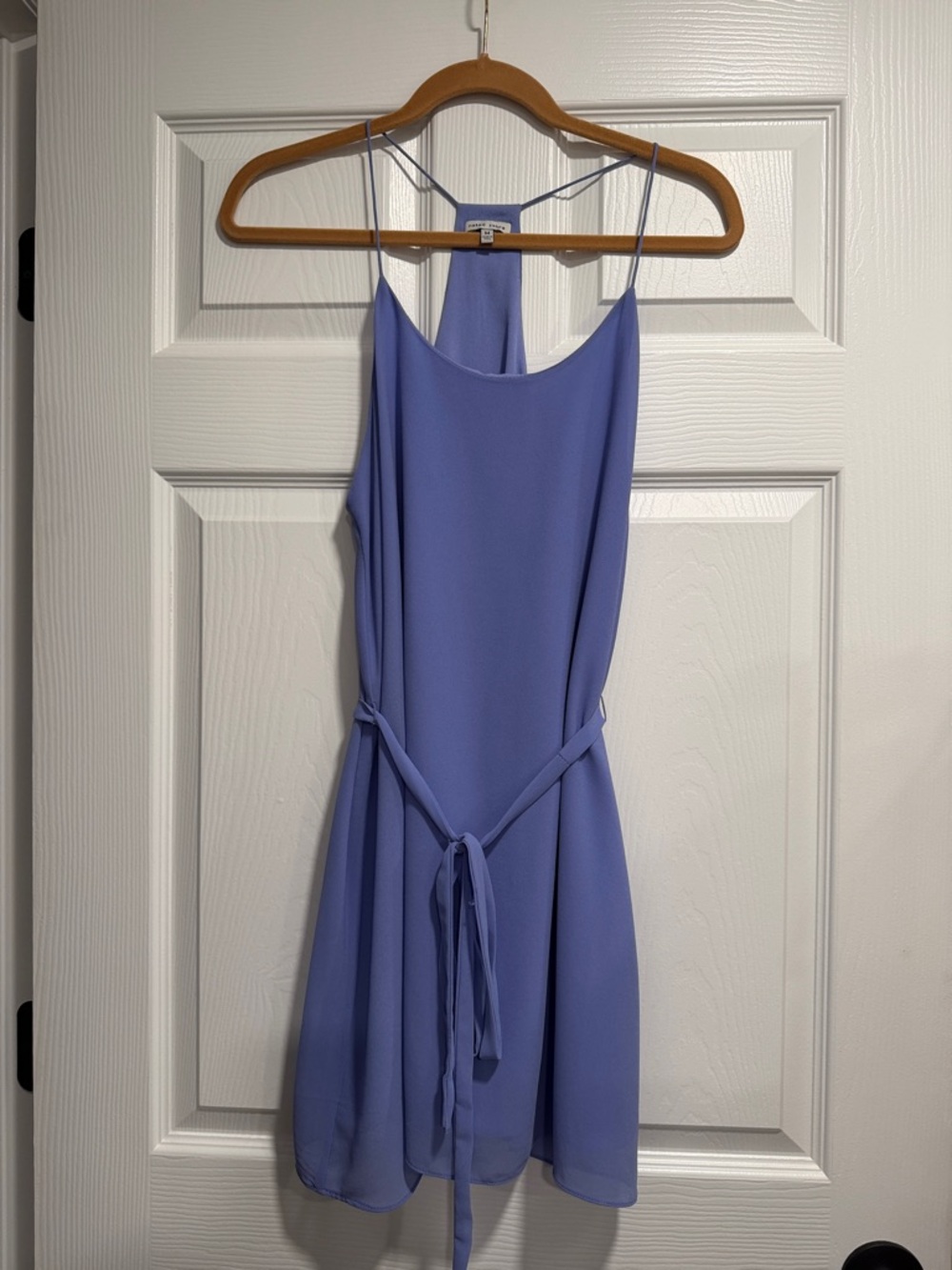Naked Zebra Lavender Spaghetti-Strap Tie-Waist Mini Dress
